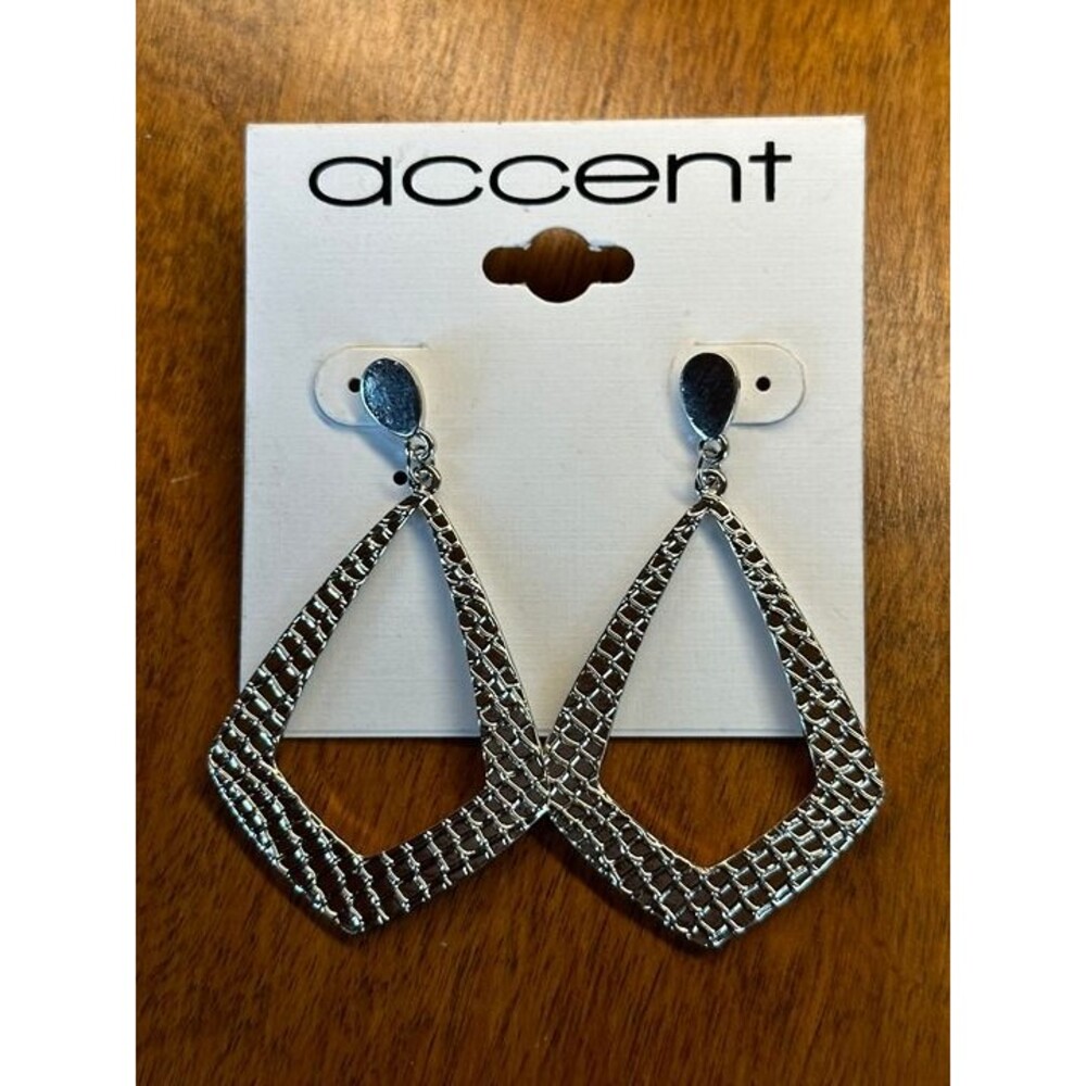 Accent Gold Textured Diamond Shape Drop Earrings Modern NWT New Jewelry Gift